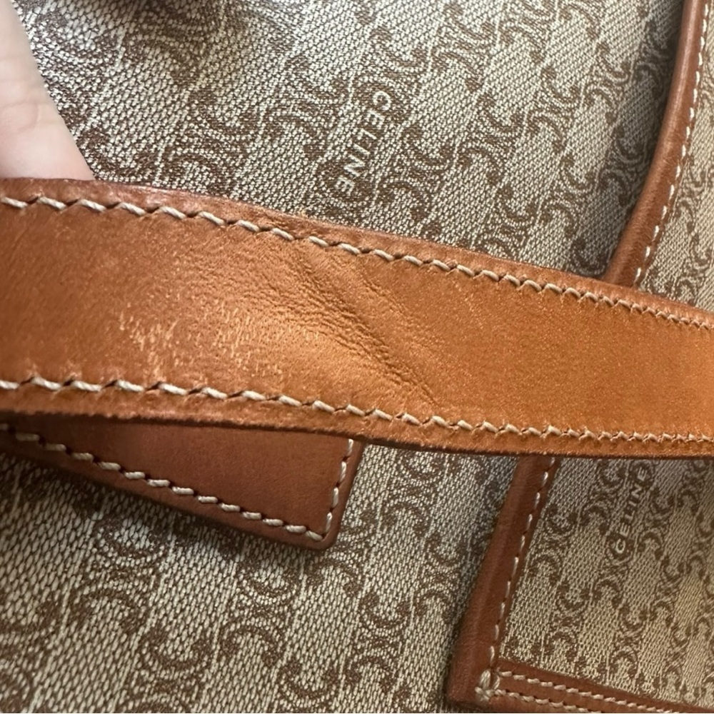 Celine Macadam Coated Canvas Tote Brown Triomphe Logo Large Shoulder Bag CLEAN - Picture 5 of 14